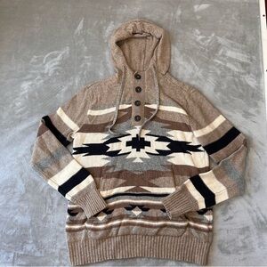 American Eagle Aztec Hooded Sweater Womens S Boho Western Southwestern Nature